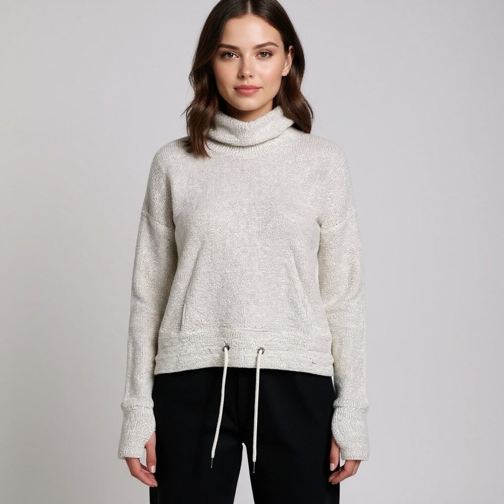 Sweaty Betty Restful Boucle Athleisure Sporty  Sweatshirt Lily White Size XXL